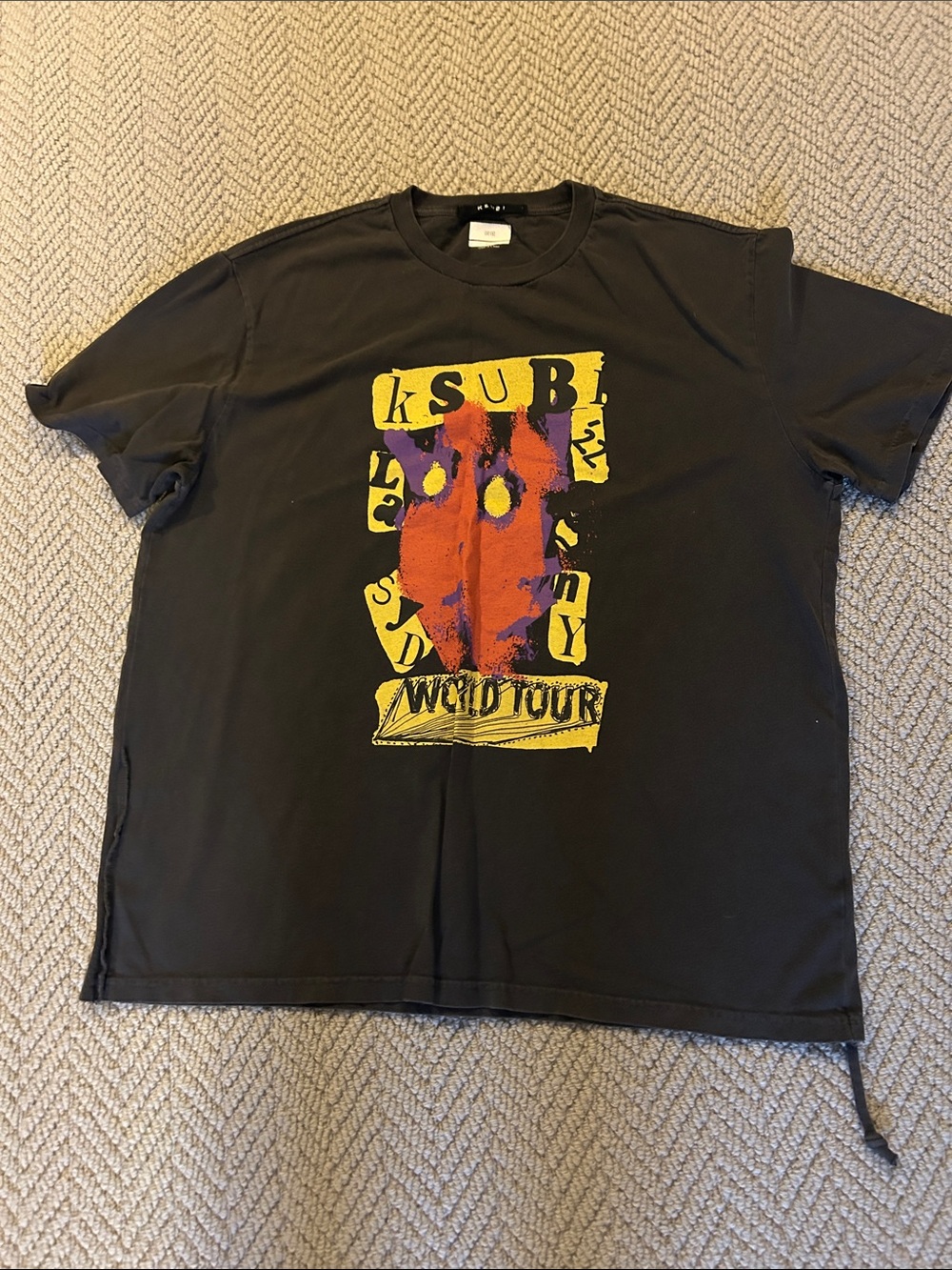 Ksubi Black Short-Sleeve Graphic Tee with Yellow & Red Design